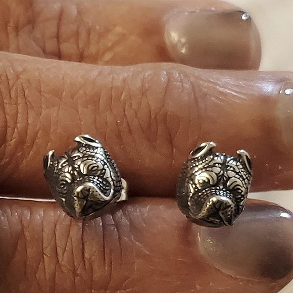 3D Bulldog necklace and earring set, unisex - Picture 7 of 7